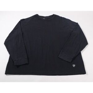 Cremieux Shirt Mens XL Black Long Sleeve Crewneck Cotton Blend Logo Casual Top